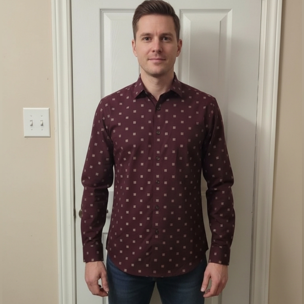 Stylish Burgundy Patterned Men's Shirt